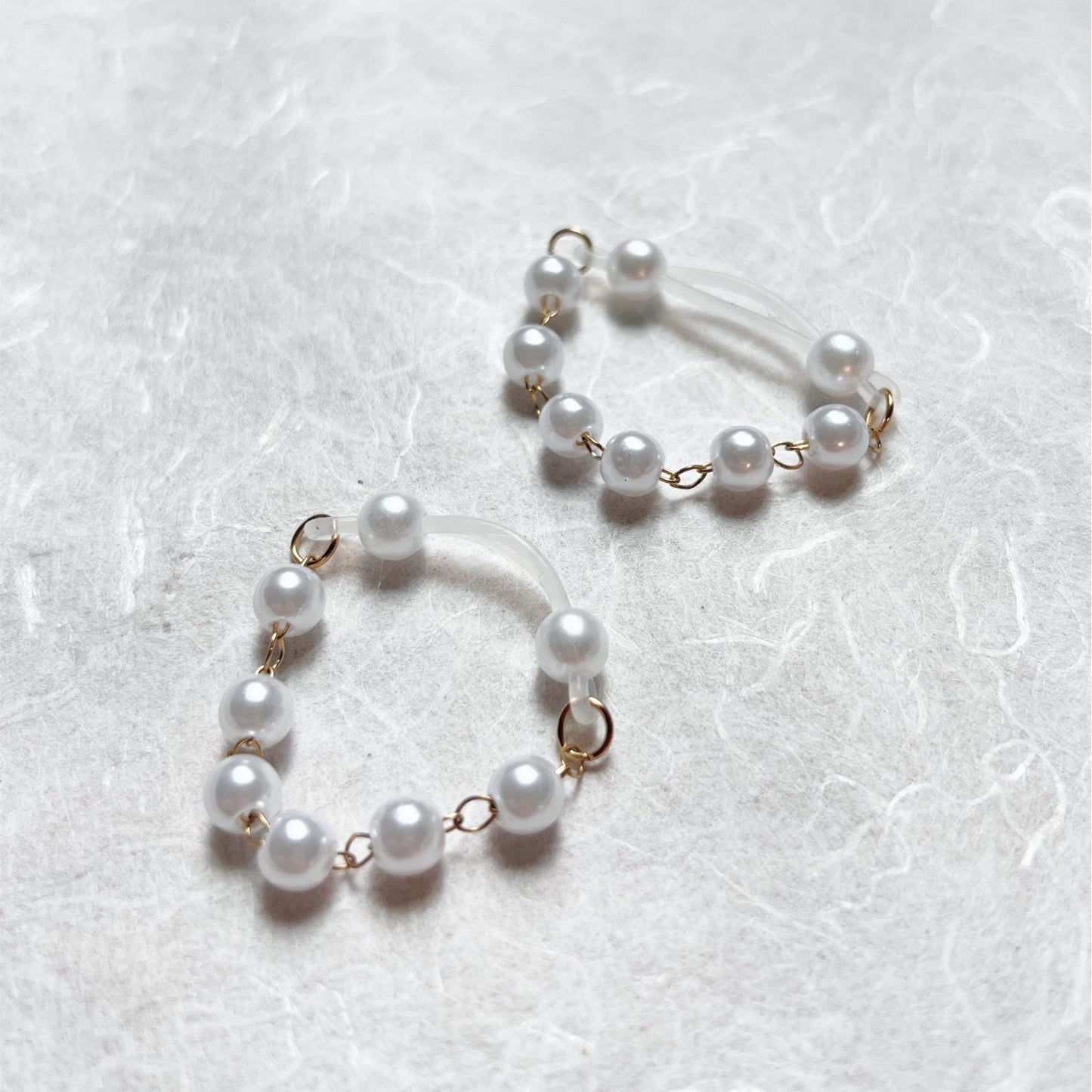 Pearl Barbell Nipple Chain Piercing - Faux Nipple Piercing / Non Piercing Nipple Jewelry with Pearls