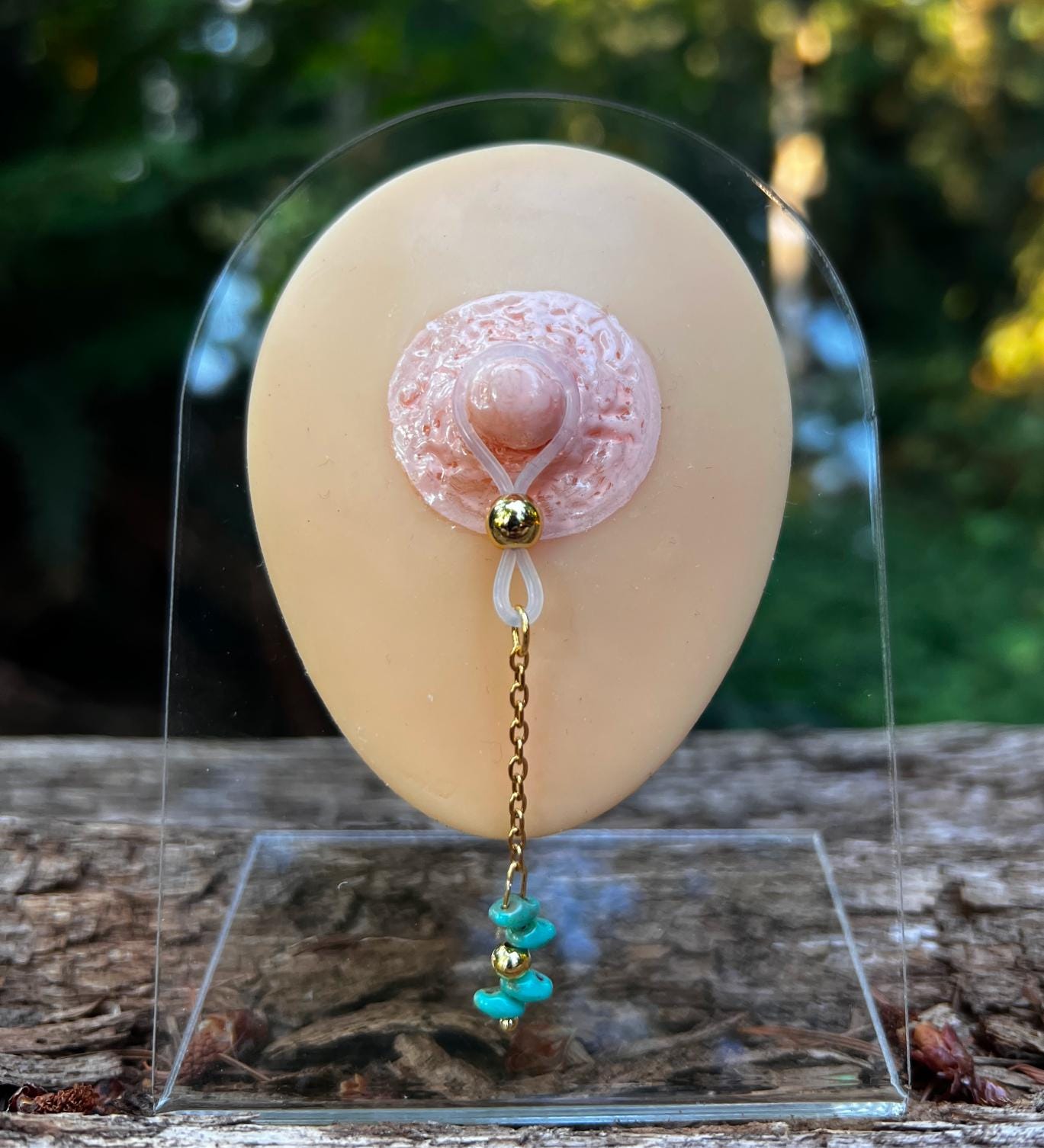 Turquoise Crystal Nipple Jewelry Dangle - Faux Nipple Piercing / Non Piercing Nipple Jewelry