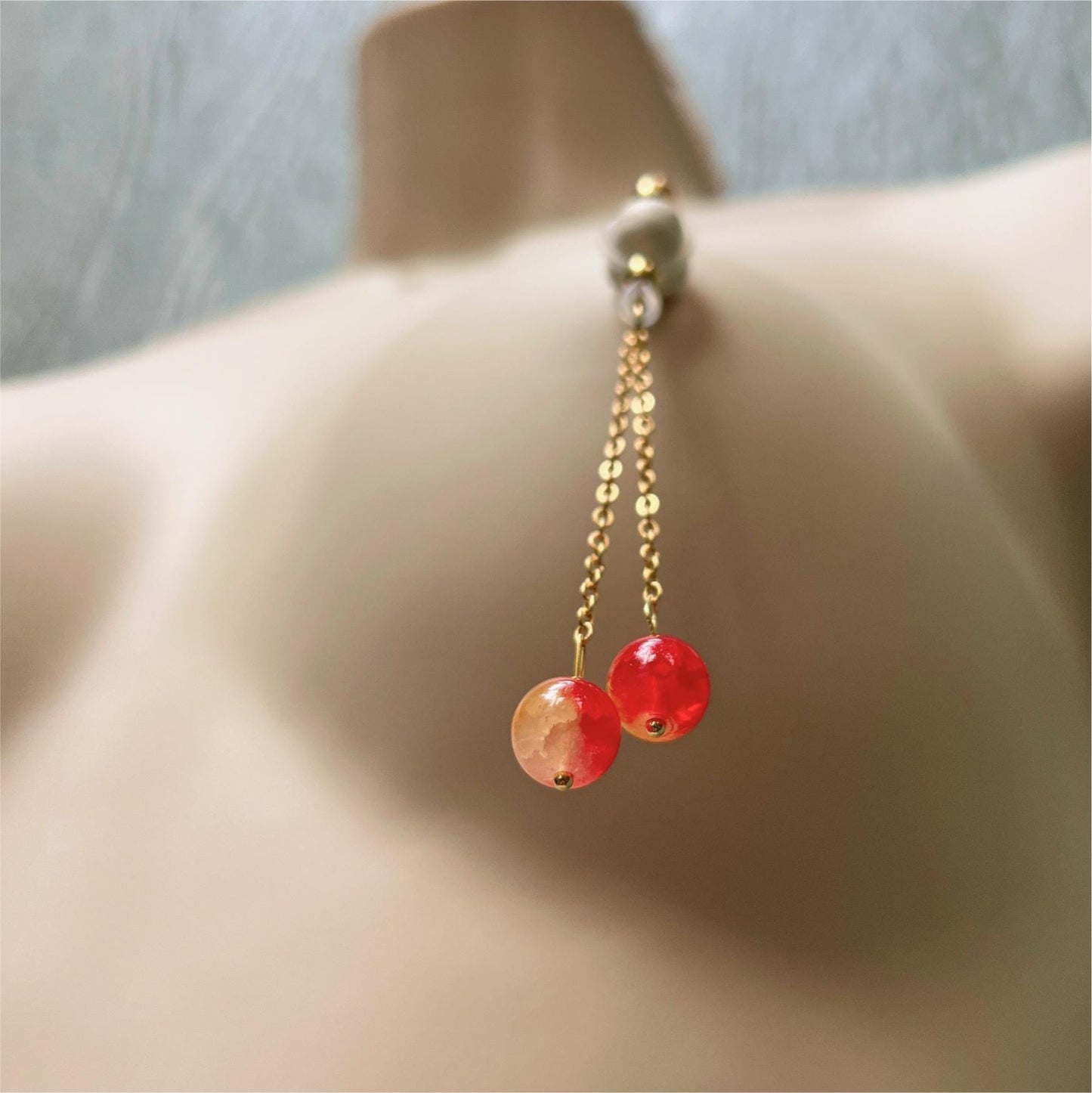 Cherry Chain Dangle - Faux Nipple Piercing / Non Piercing Nipple Jewelry