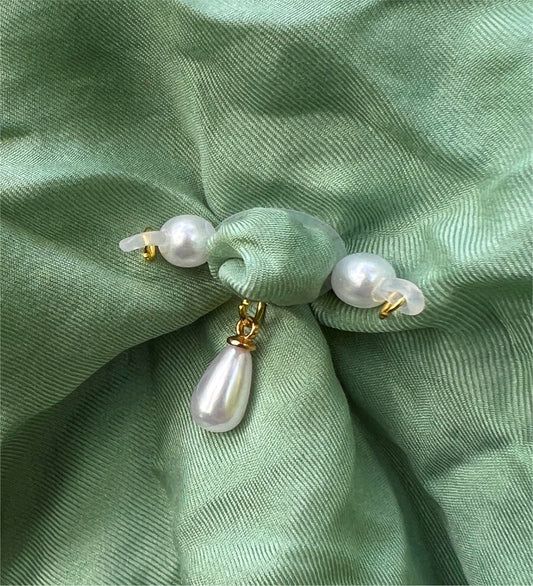Little Pearl Charm - Pearl Barbell Nipple Rings / Faux Nipple Piercing