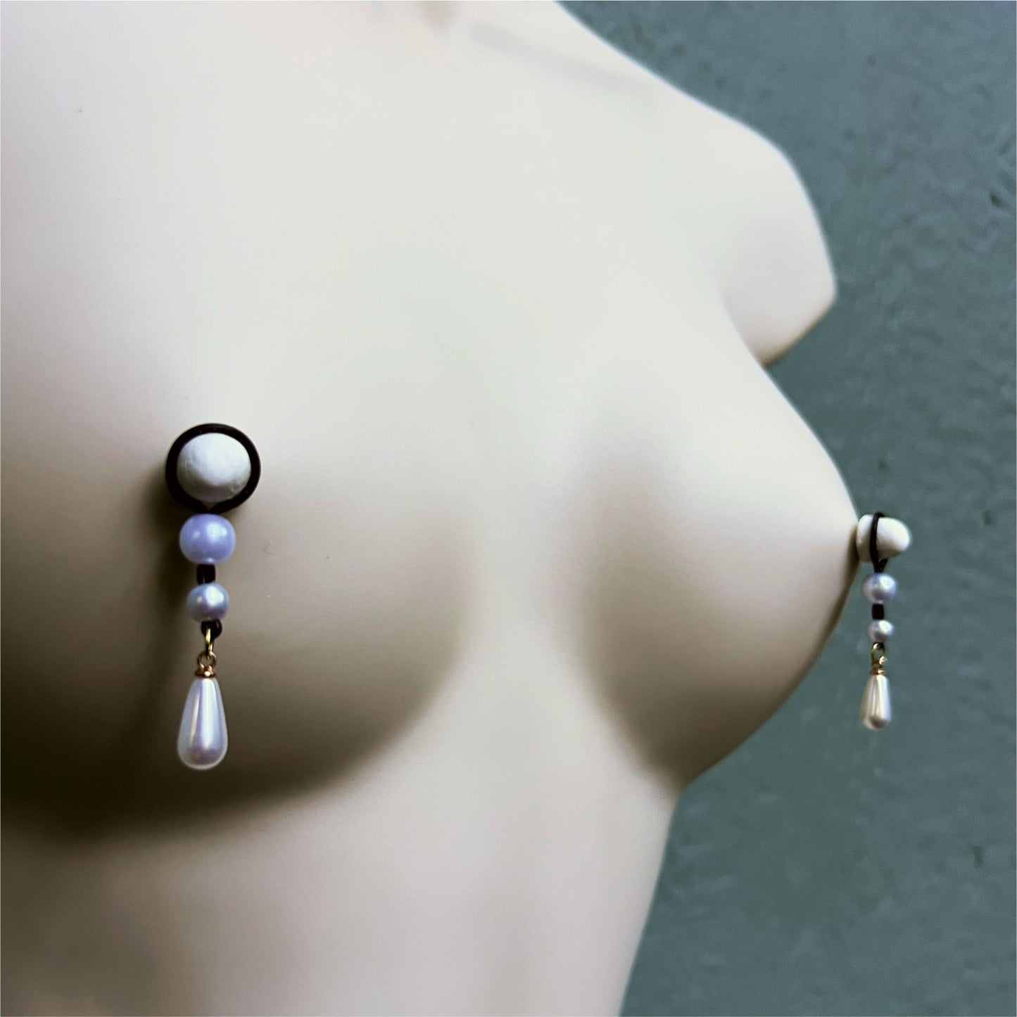 Double Pearl Dangle - Faux Nipple Piercing / Non Piercing Nipple Jewelry