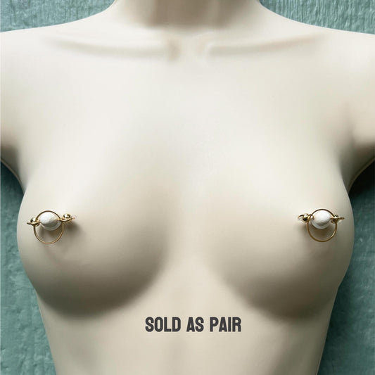 Boho Nipple Ring - Barbell Fake Nipple Piercing / Nipple Jewelry Non Piercing