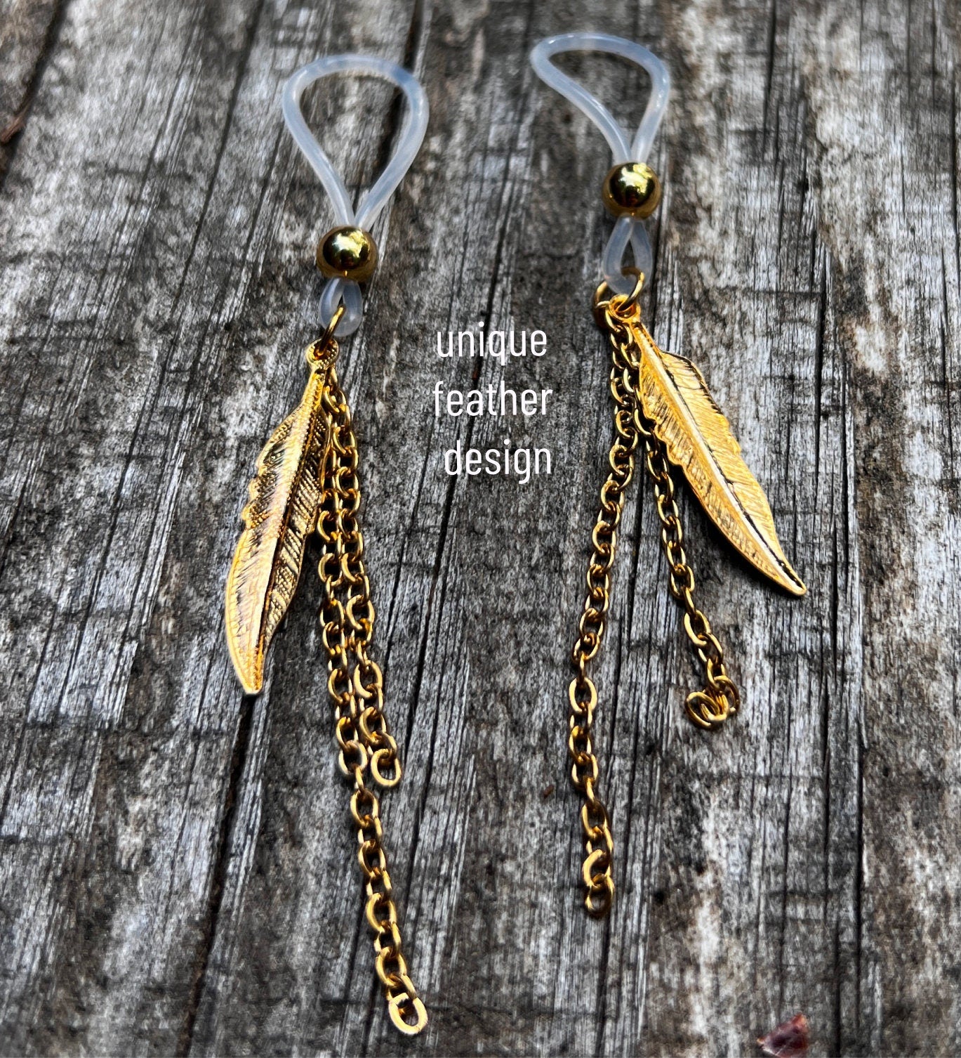 Feather Dangle - Faux Nipple Piercing / Non Piercing Nipple Jewelry