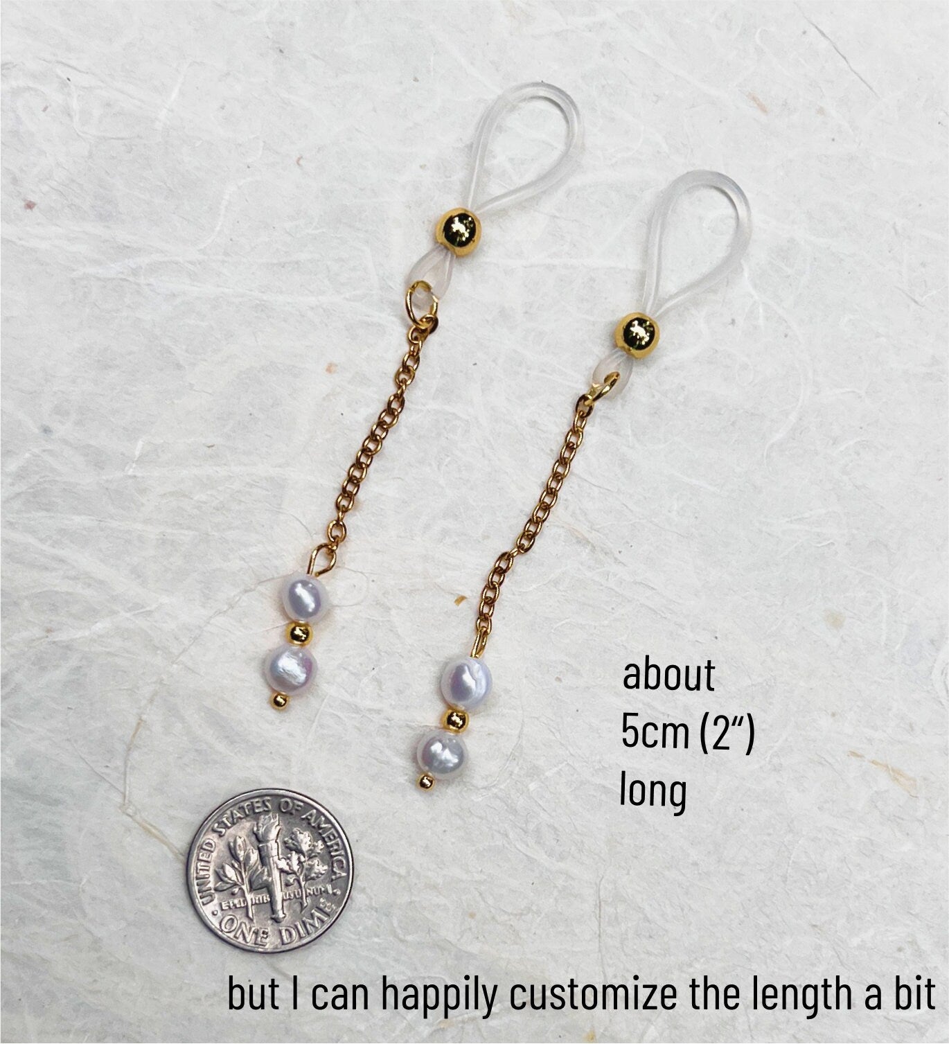 Real Pearl Nipple Noose Dangle - Faux Nipple Piercing / Non Piercing Nipple Jewelry