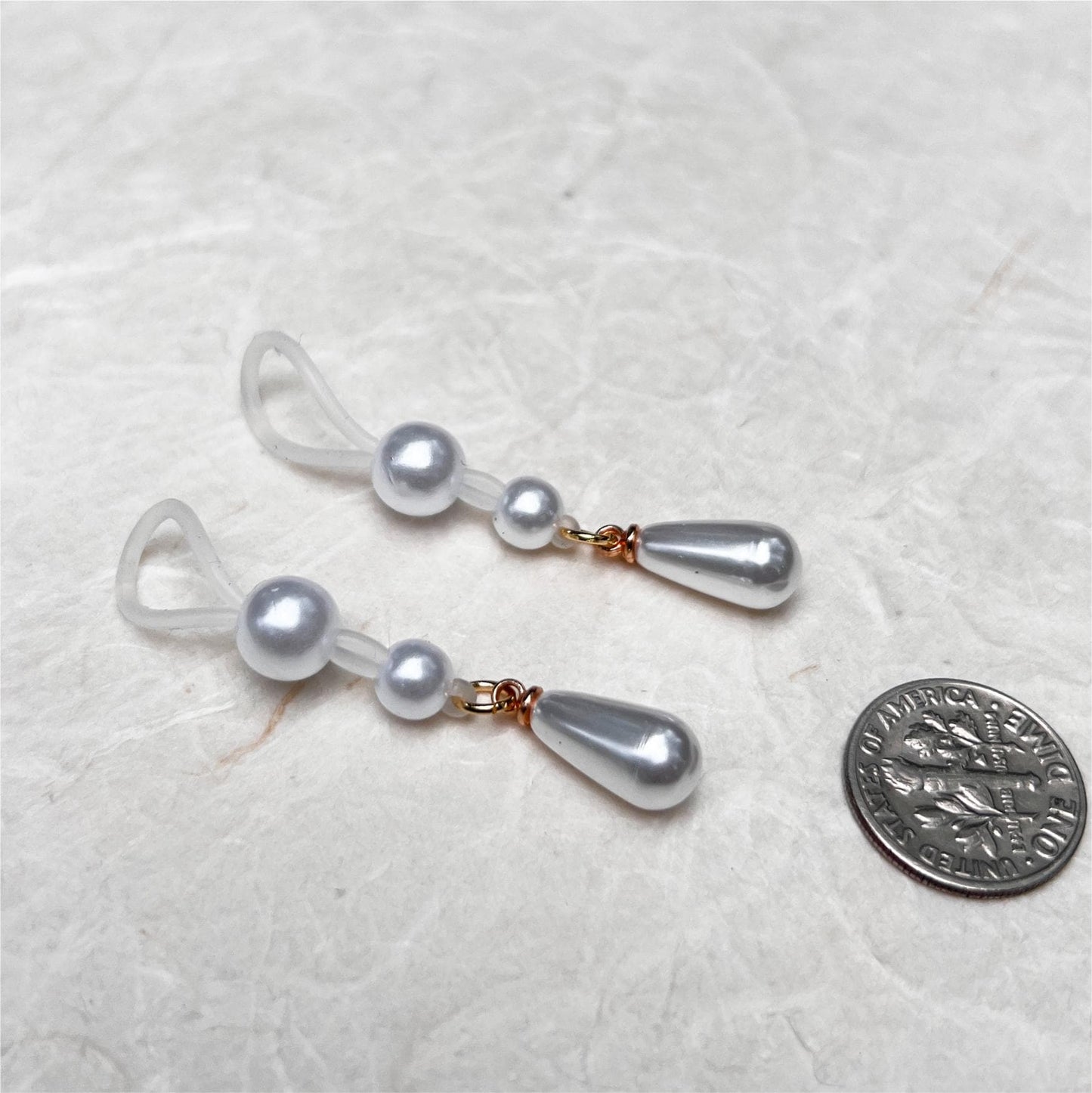 Double Pearl Dangle - Faux Nipple Piercing / Non Piercing Nipple Jewelry