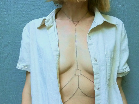 Boho Chain Bra / Geometric Body Chain Jewelry - Waterproof Bra Chain