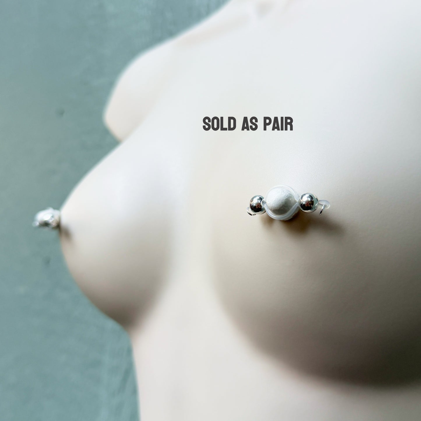 100% Sterling Silver Barbell Fake Nipple Piercing - Luxury Barbell Nipple Rings