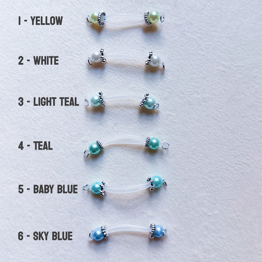 Pastell and Silver Fake Nipple Rings - Barbell Faux Nipple Piercing / Non Piercing Nipple Jewelry