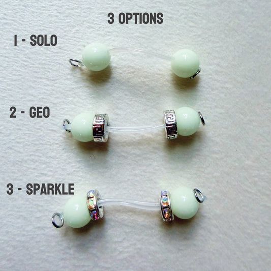 Glow in the Dark Fake Nipple Rings - Barbell Faux Nipple Piercing / Non Piercing Nipple Jewelry
