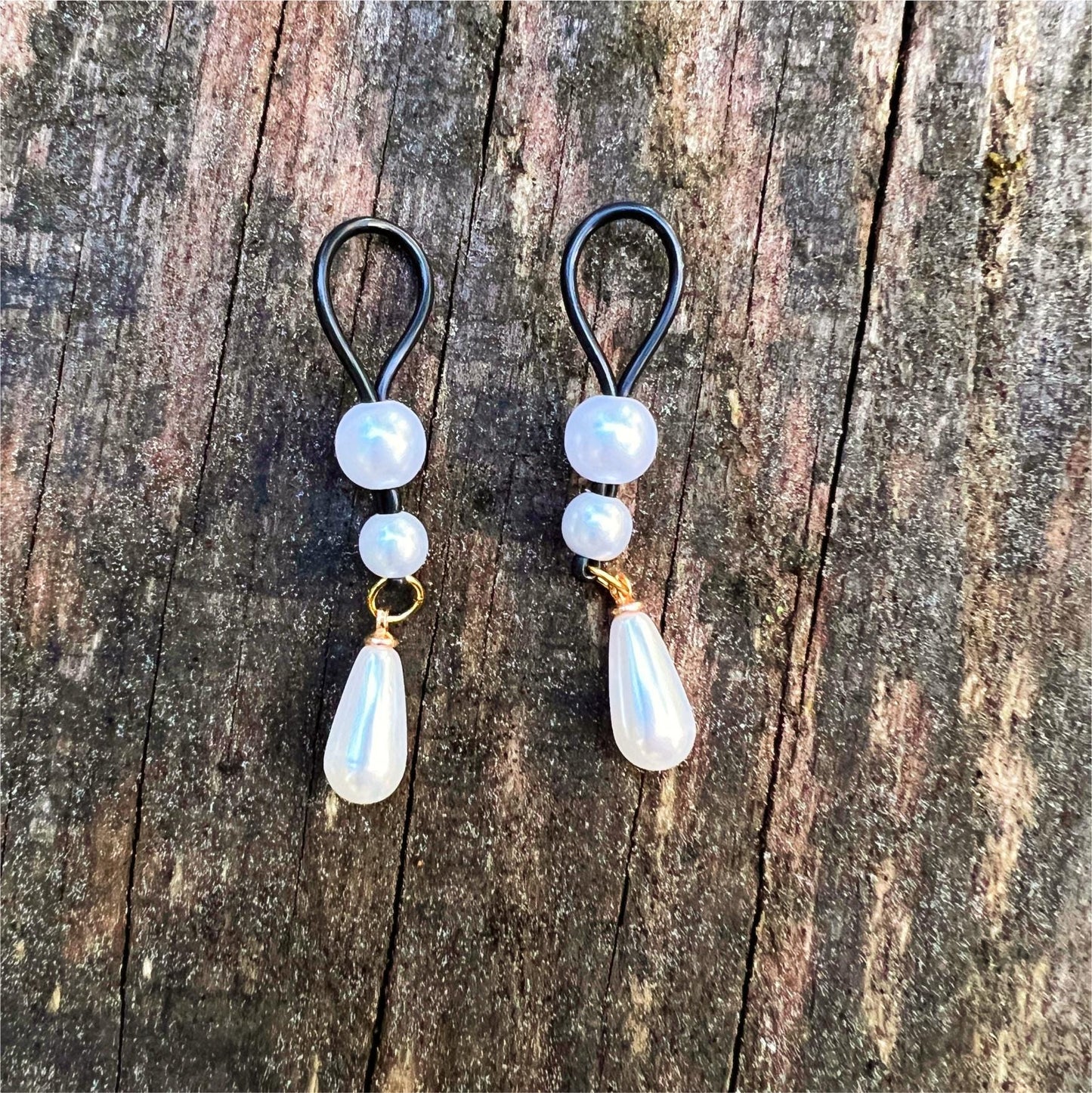 Double Pearl Dangle - Faux Nipple Piercing / Non Piercing Nipple Jewelry
