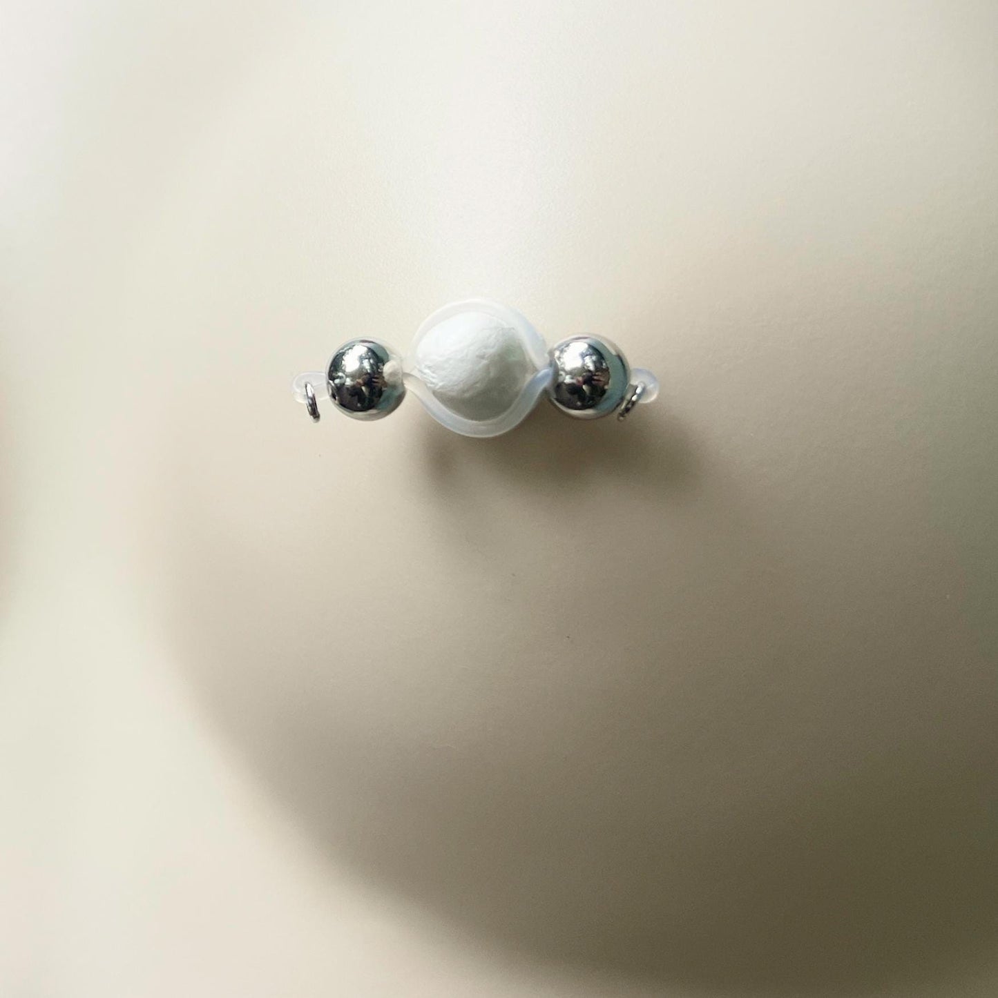 Chain & Large Silver Barbell Nipple Jewelry - Barbell Nipple Chain Piercings / Non Piercing Nipple Jewelry