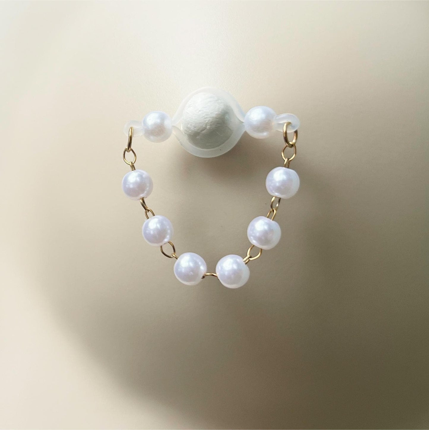 Pearl Barbell Nipple Chain Piercing - Faux Nipple Piercing / Non Piercing Nipple Jewelry with Pearls