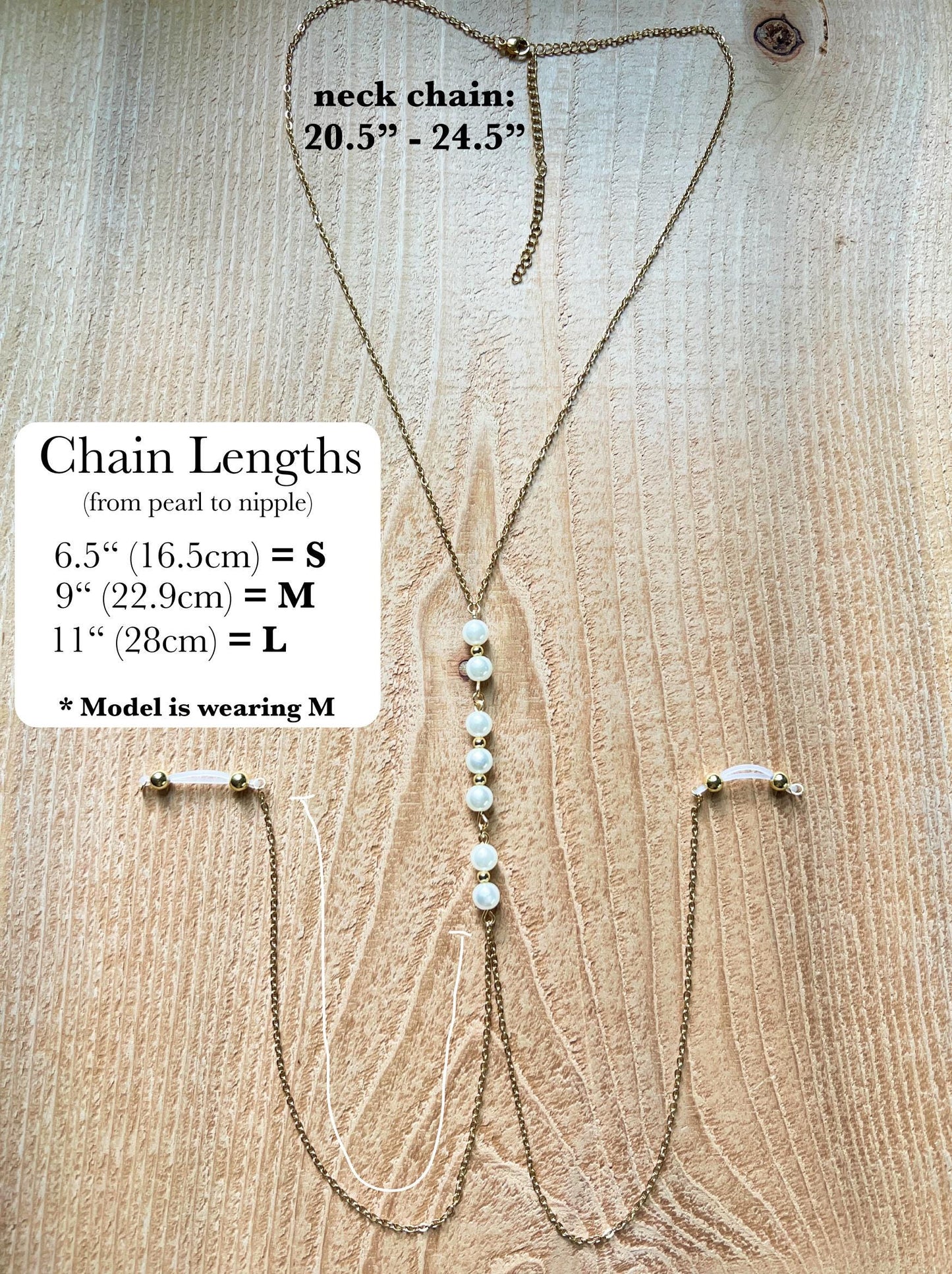 Ivory Pearl Body Chain to Faux Nipple Non Piercing / Chain Bra Jewelry / Non Piercing Nipple Jewelry