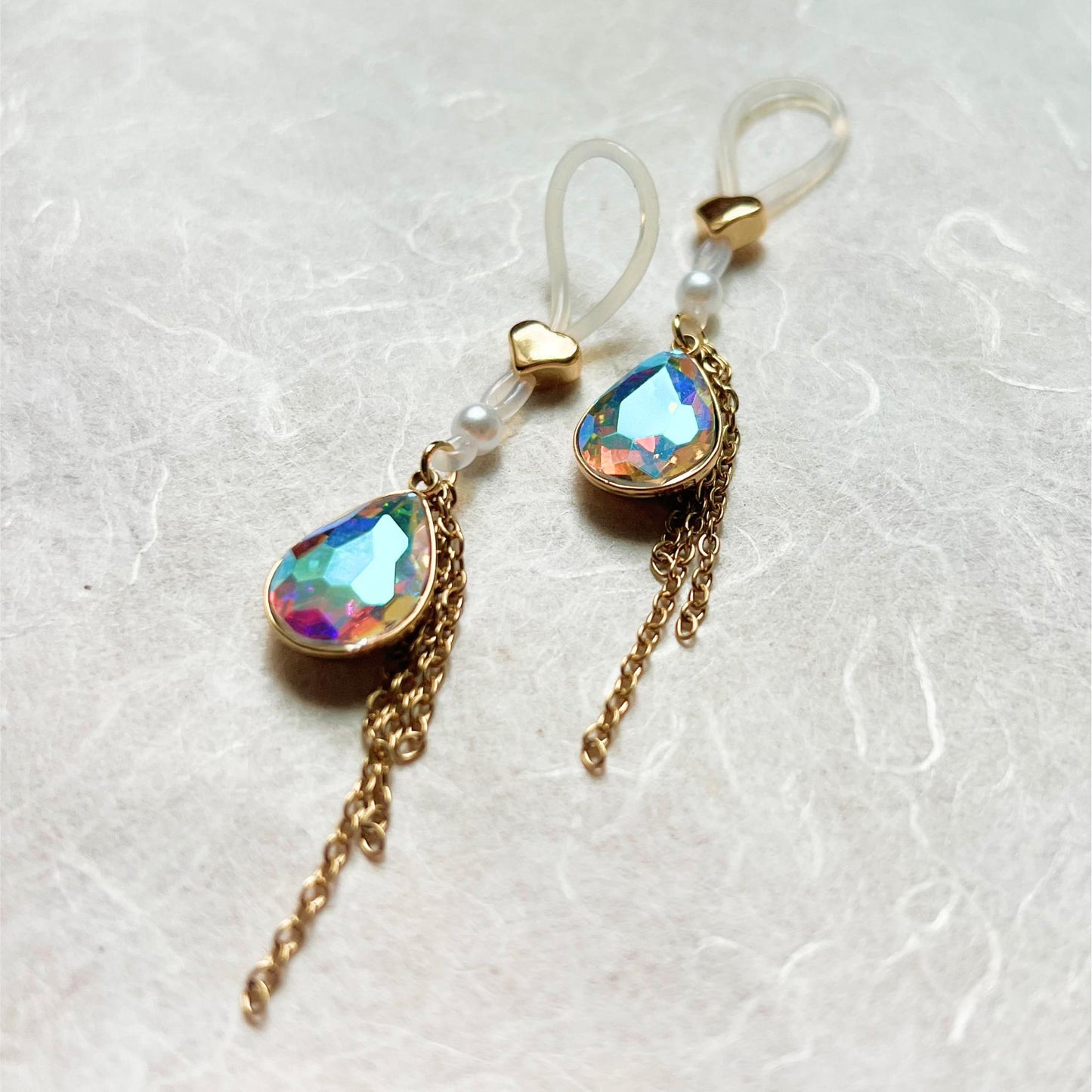 Cute Rhinestone Nipple Dangle - Faux Nipple Piercing / Non Piercing Nipple Jewelry