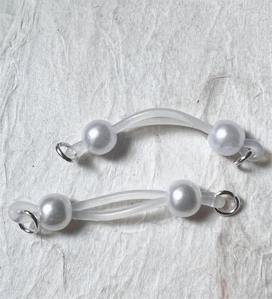 Pearl Barbell Nipple Rings / Faux Nipple Piercing with Pearls