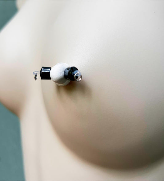 Hematite Bead - Barbell Nipple Rings / Faux Nipple Piercing Body Jewelry