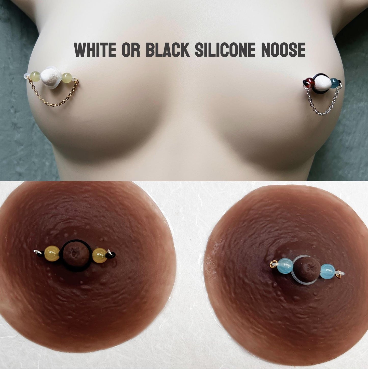Colorful Glass Beads - Barbell Nipple Rings / Faux Nipple Piercing