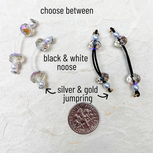 Glass Crystal & Pearls - Barbell Nipple Rings / Faux Nipple Piercing