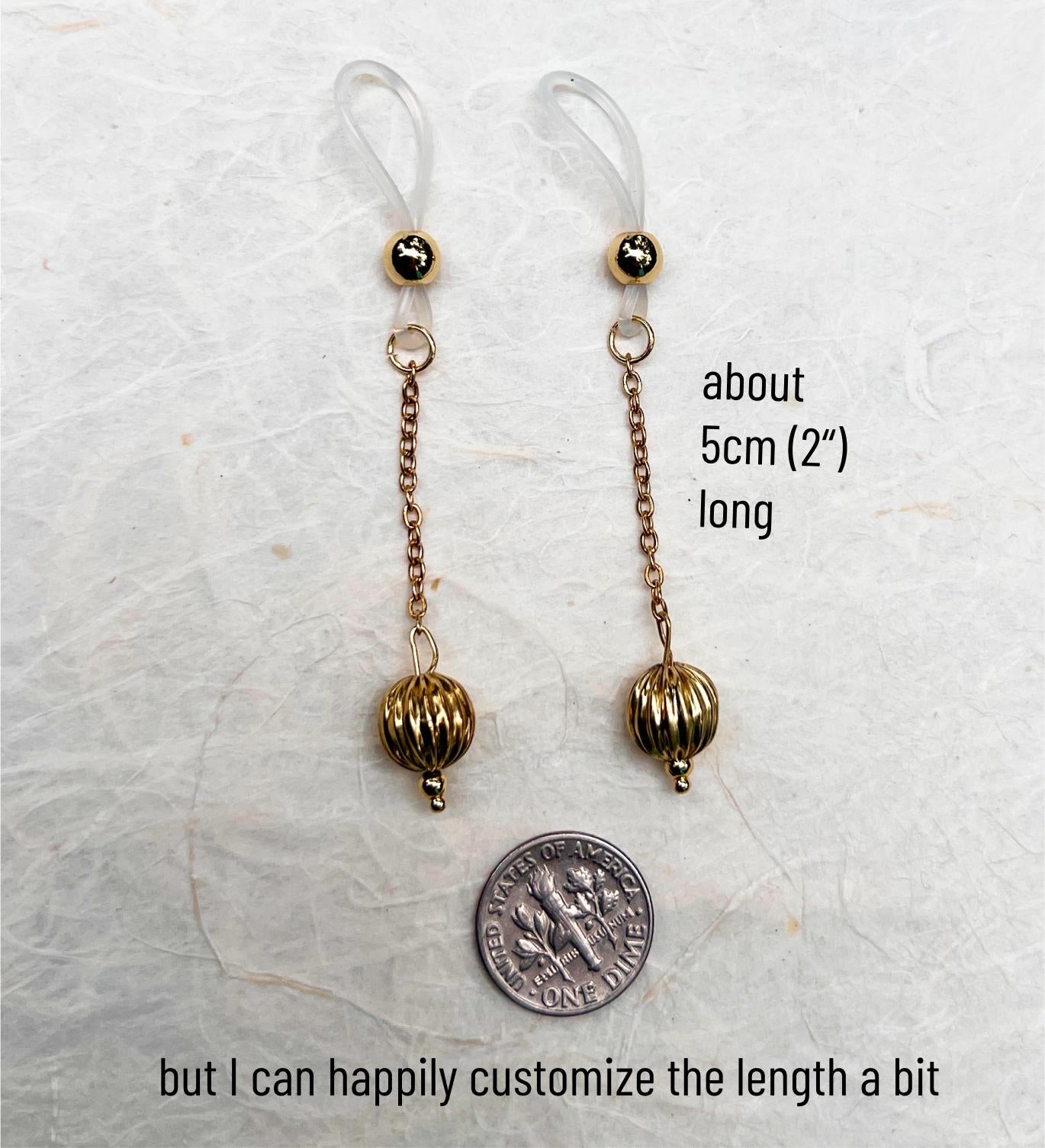 Gold Melon Dangle - Faux Nipple Piercing / Non Piercing Nipple Jewelry