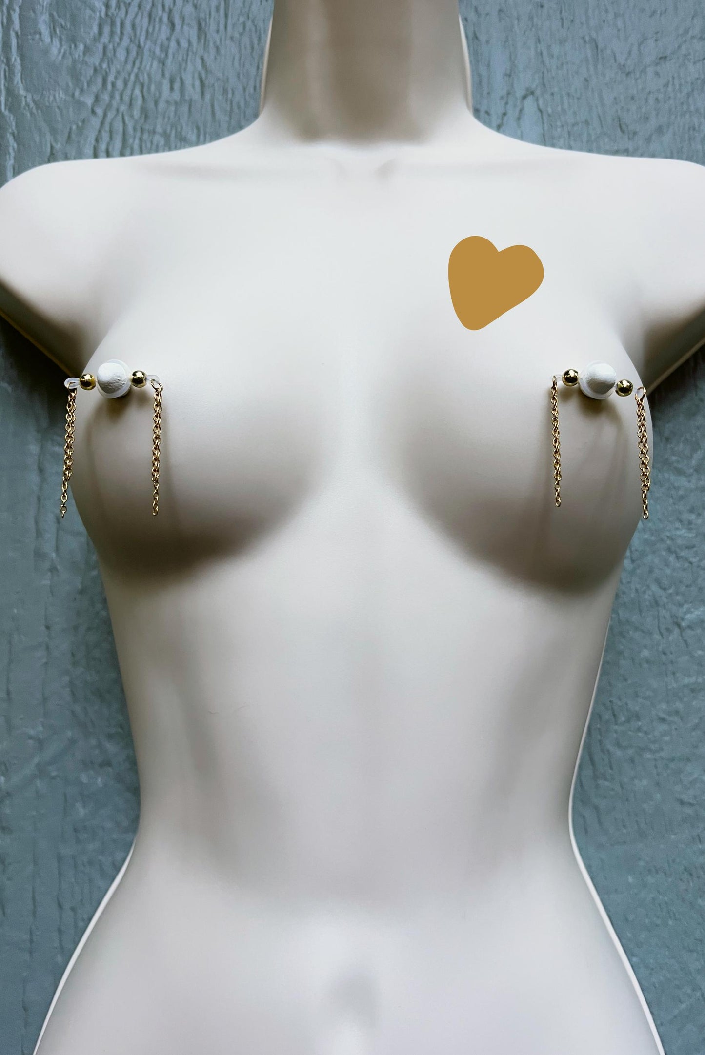 Side Gold Chain Barbell Fake Nipple Piercing - Non Piercing Nipple Jewelry