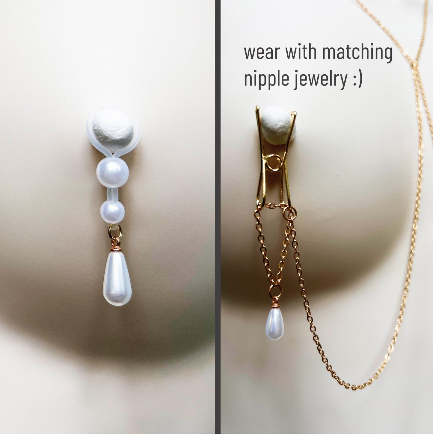 Labia Jewelry Dangle with Sensual Pearls - Intimate Jewelry / Labia Clip Jewelry