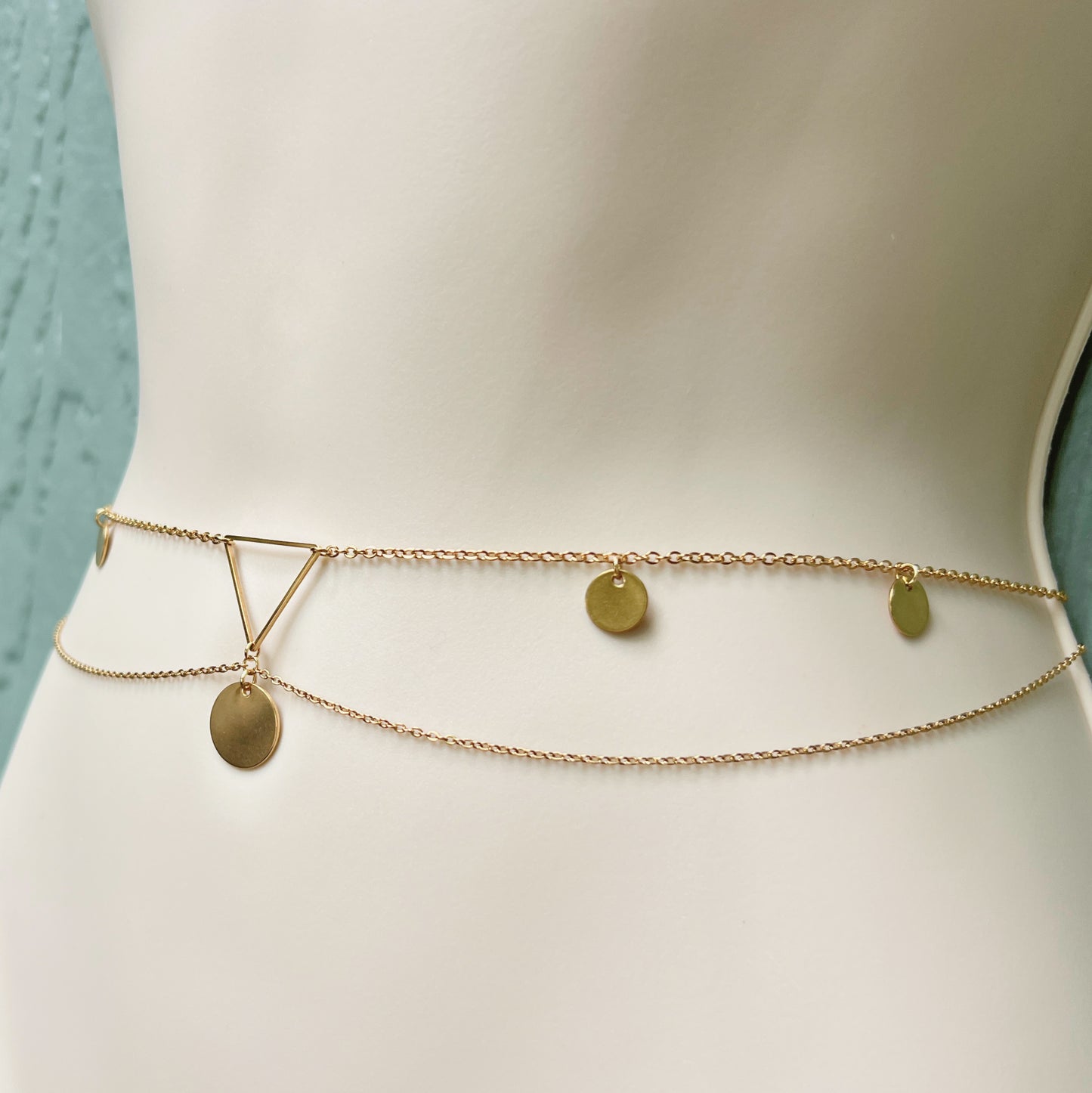 Double Belly Chain With Coins / Bollywood Waist Chain Jewelry - Waterproof Boho Body Chain