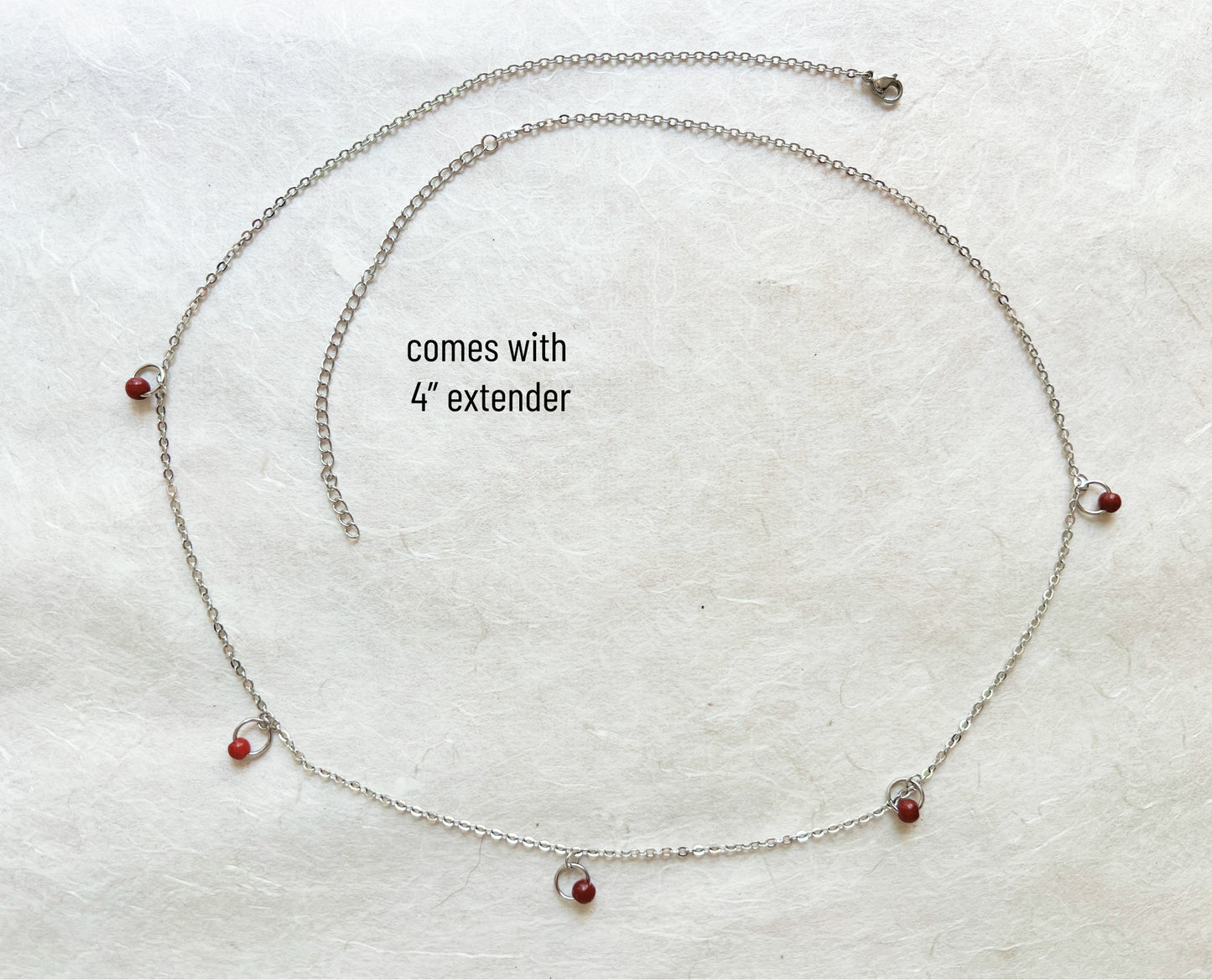 Beaded Belly Chain With Red Stones / Waist Chain Jewelry - Waterproof Body Chain