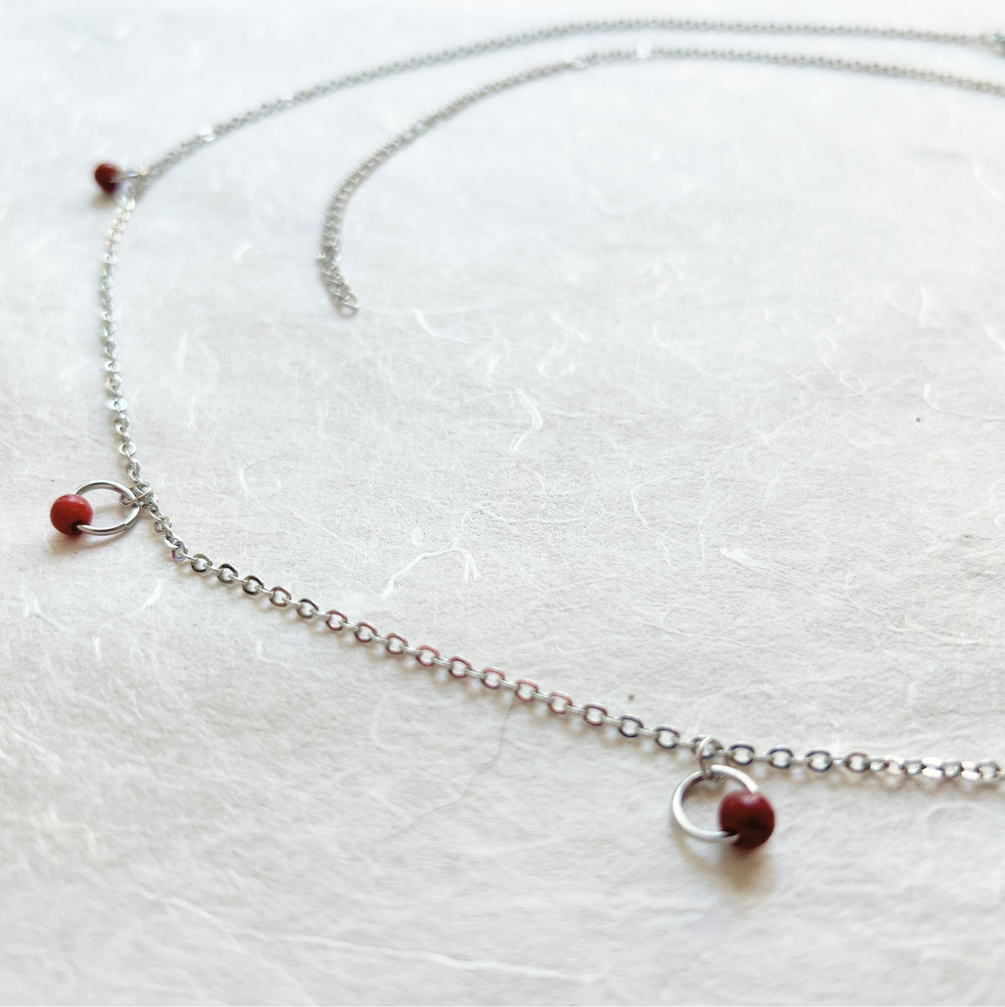 Beaded Belly Chain With Red Stones / Waist Chain Jewelry - Waterproof Body Chain