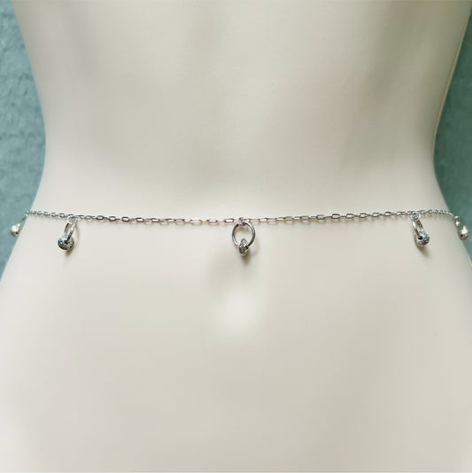 Silver Belly Chain with Roundels / Boho Waist Chain Jewelry - Waterproof Body Chain