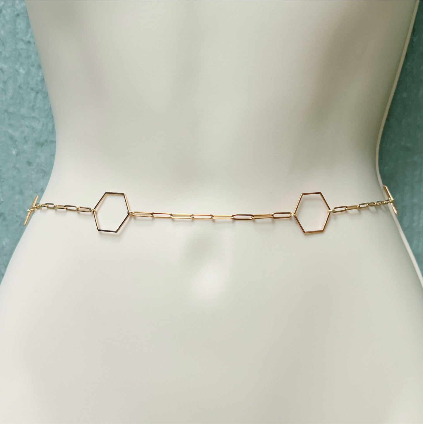 Paperclip & Polygons Belly Chain / Waist Chain Jewelry - Waterproof Body Chain