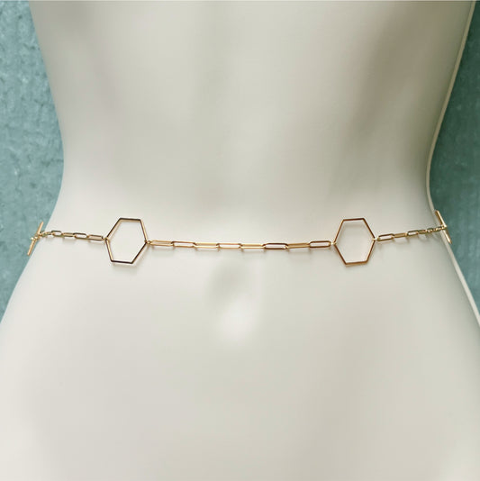 Paperclip & Polygons Belly Chain / Waist Chain Jewelry - Waterproof Body Chain