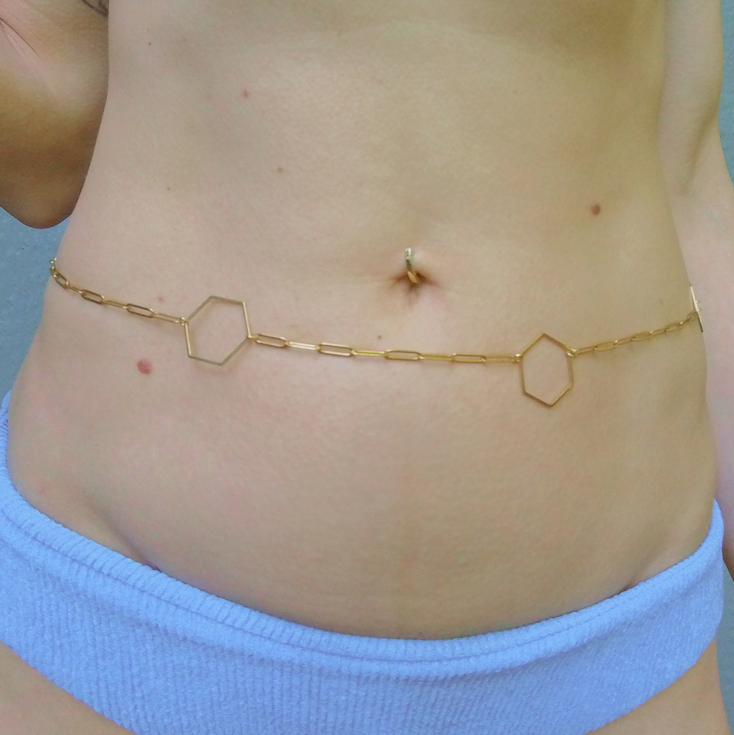Paperclip & Polygons Belly Chain / Waist Chain Jewelry - Waterproof Body Chain