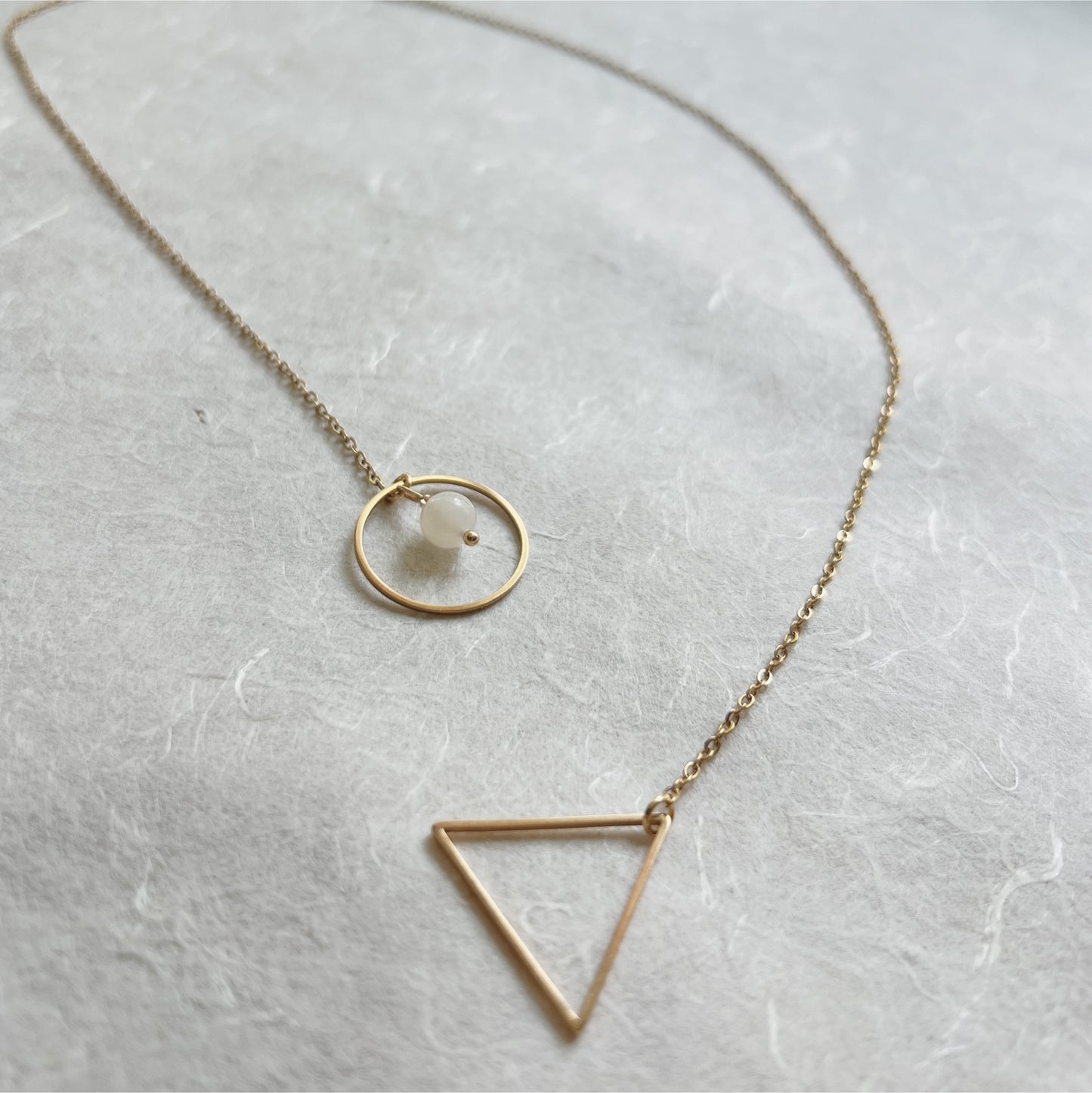 Lariat Necklace with O Ring & Triangle / Discreet Collar with Gemstones - Submissive Jewelry