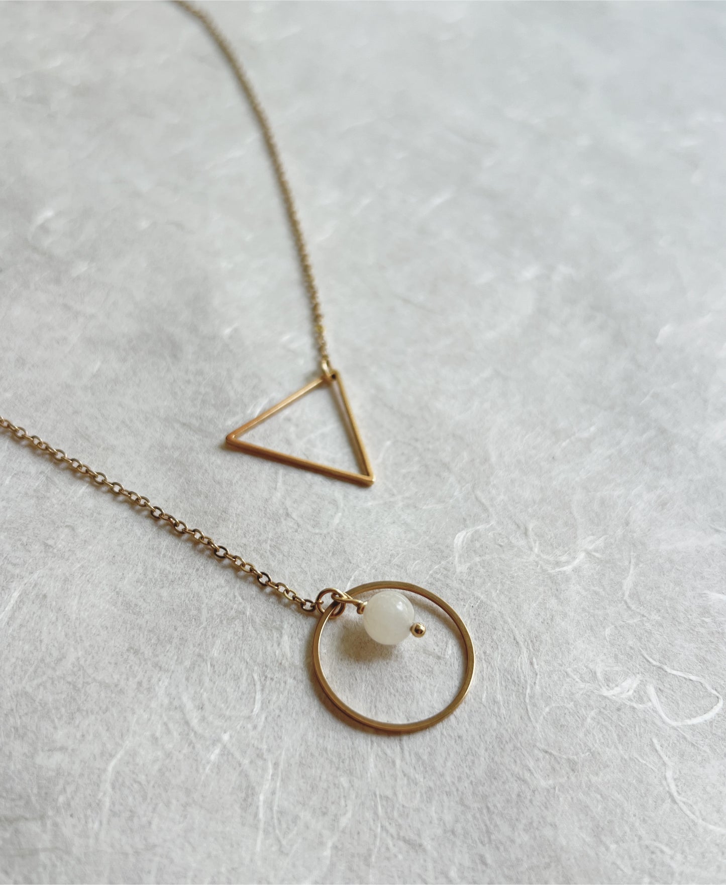 Lariat Necklace with O Ring & Triangle / Discreet Collar with Gemstones - Submissive Jewelry
