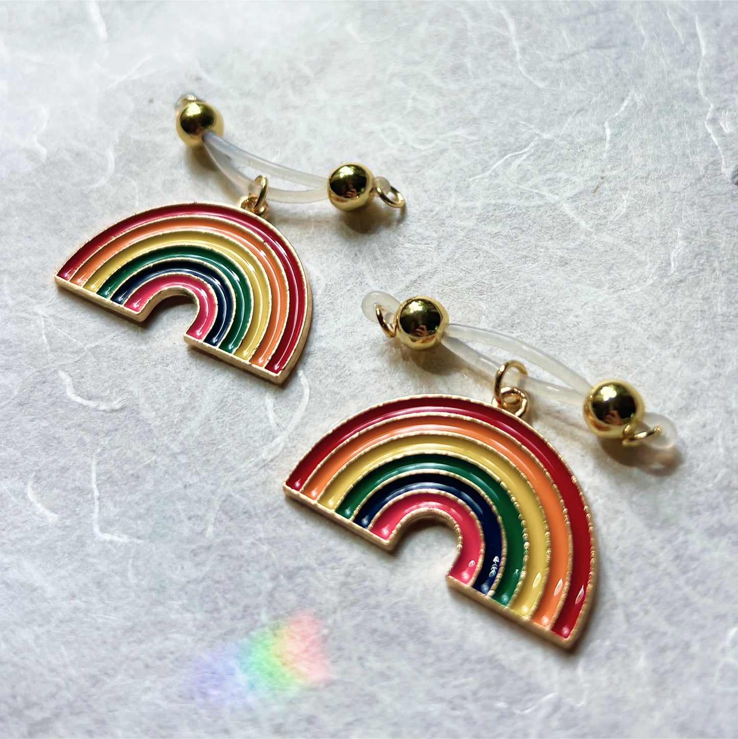 Pride Rainbow Faux Nipple Piercing - Barbell Nipple Rings / Nipple Jewelry Non Piercing