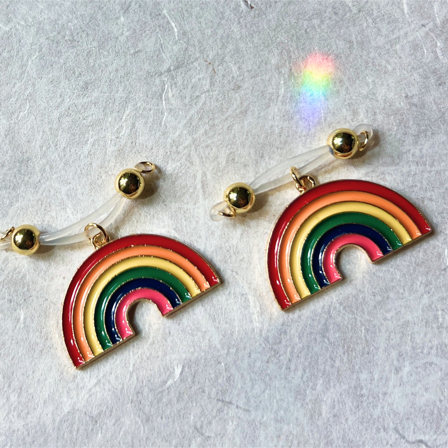 Pride Rainbow Faux Nipple Piercing - Barbell Nipple Rings / Nipple Jewelry Non Piercing