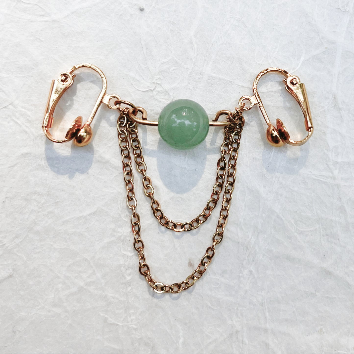 Labia Dangle with 2 clips, one smooth gemstone bead and 2 chains