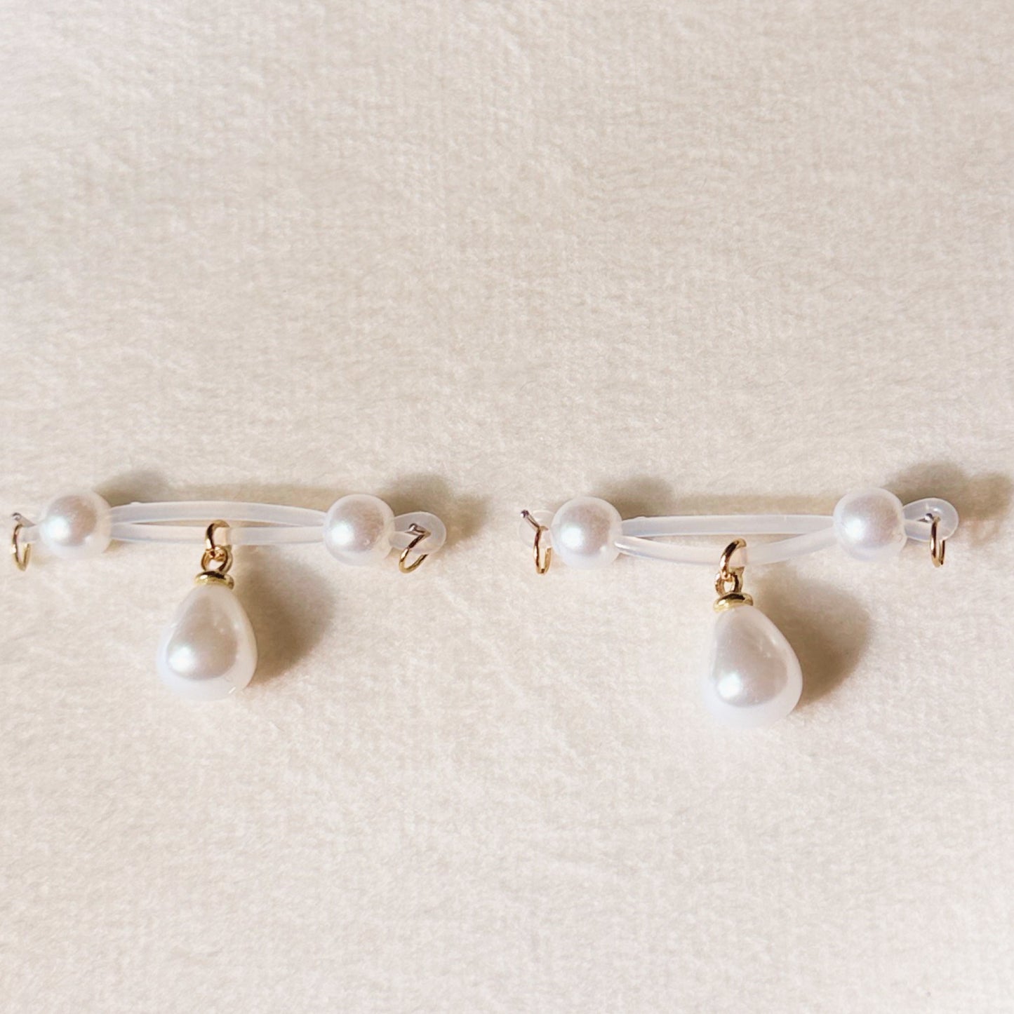 Little Pearl Charm - Pearl Barbell Nipple Rings / Faux Nipple Piercing