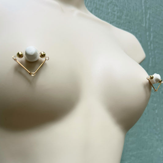 Non Piercing Boho Nipple Ring with Bars - Barbell Nipple Rings / Non Piercing Nipple Jewelry