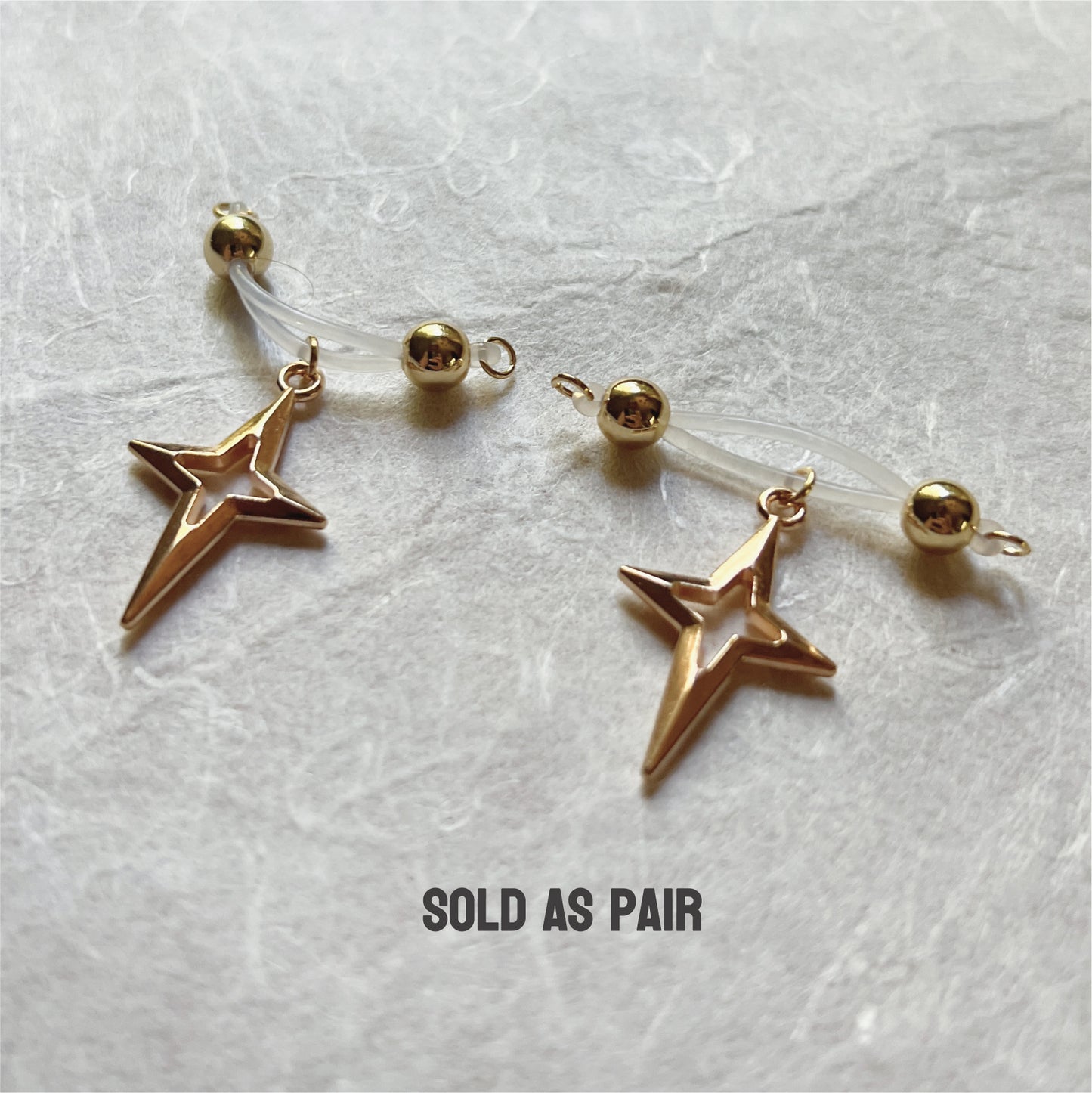 Gold Star Fake Nipple Rings - Barbell Fake Nipple Piercings / Non Piercing Nipple Jewelry