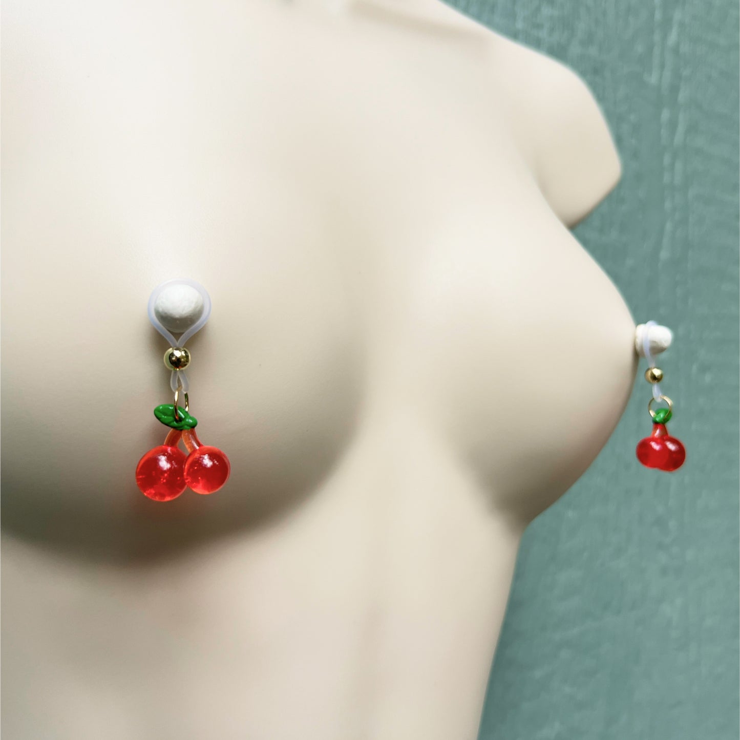 Cherry Nipple Jewelry - Faux Nipple Piercing / Non Piercing Nipple Jewelry