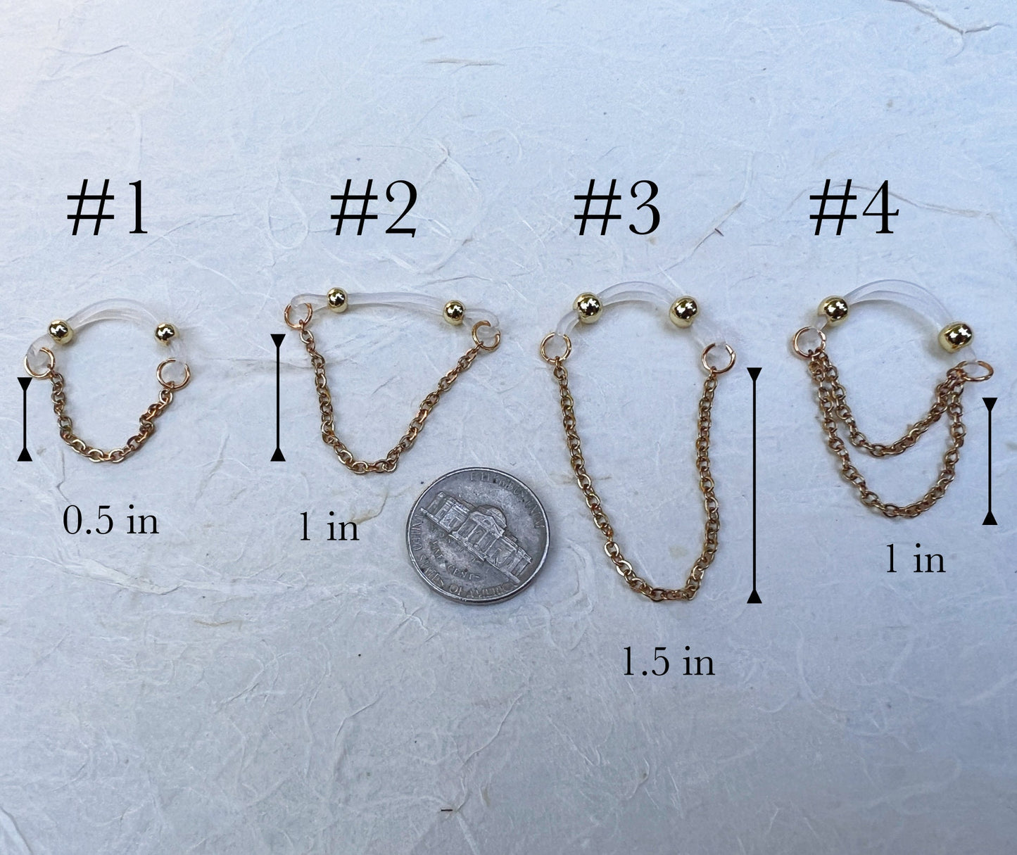 Gold Chain Classic - Barbell Nipple Rings / Faux Nipple Piercing / Nipple Chain Piercing