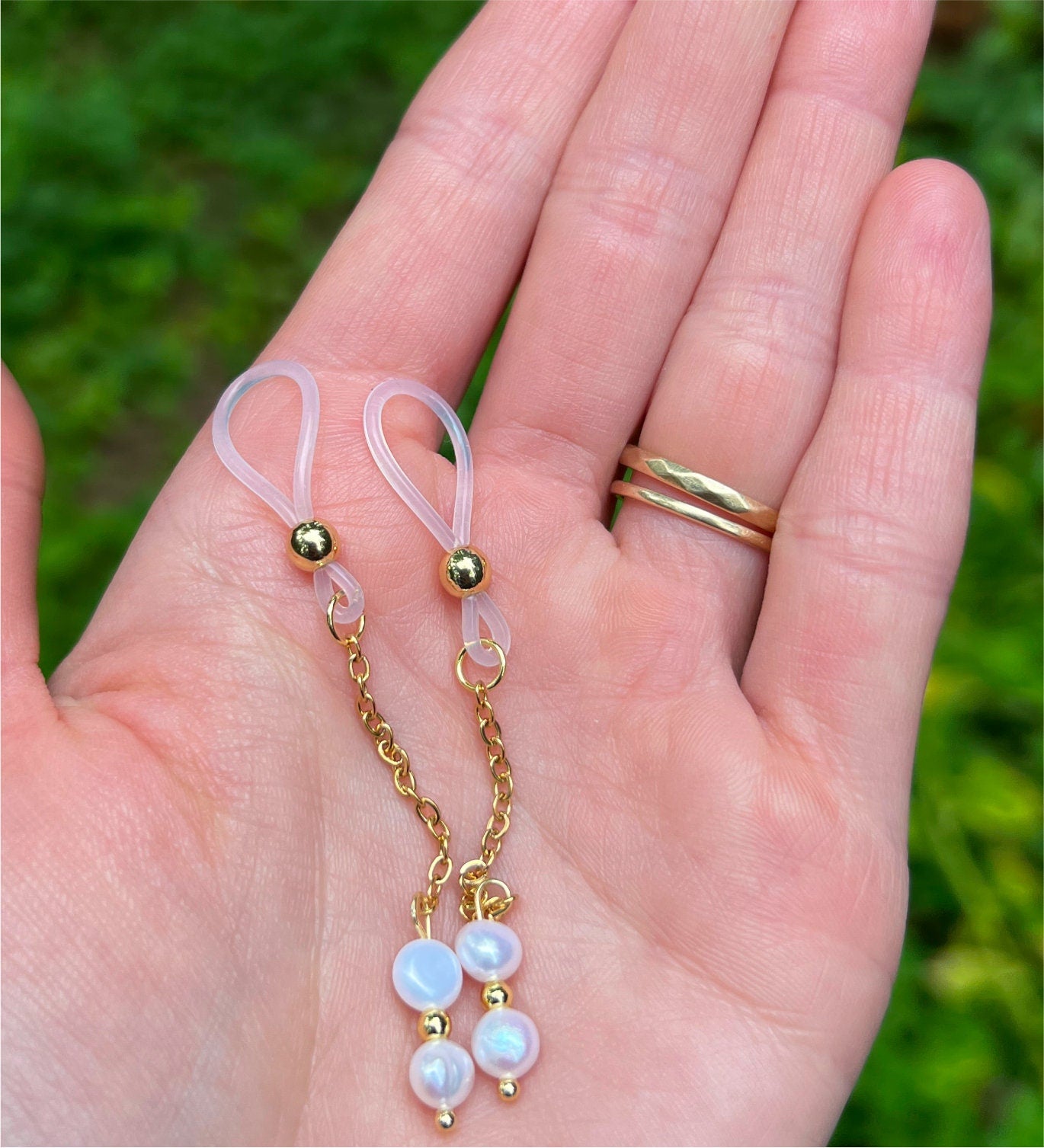 Real Pearl Nipple Noose Dangle - Faux Nipple Piercing / Non Piercing Nipple Jewelry
