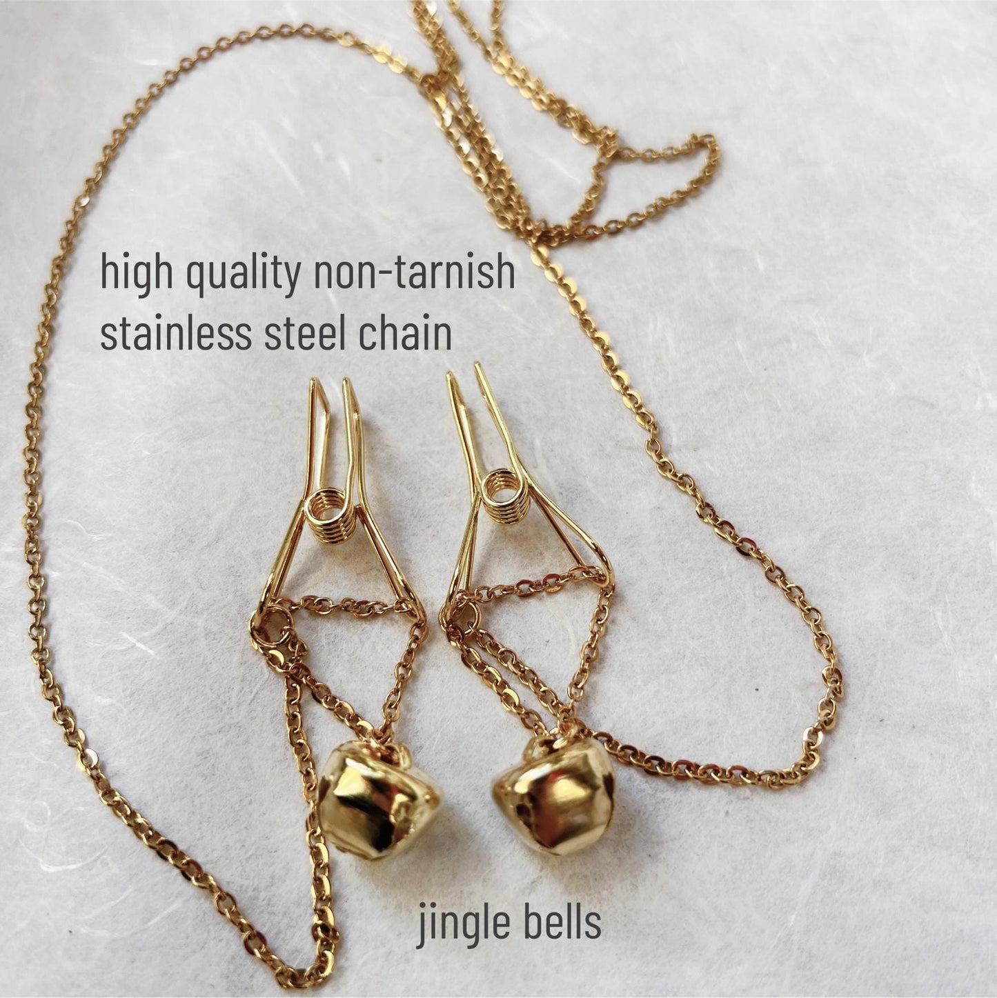 Dainty Nipple Clamps with Jingle Bells - Body Chain Jewelry / Bra Chain Harness