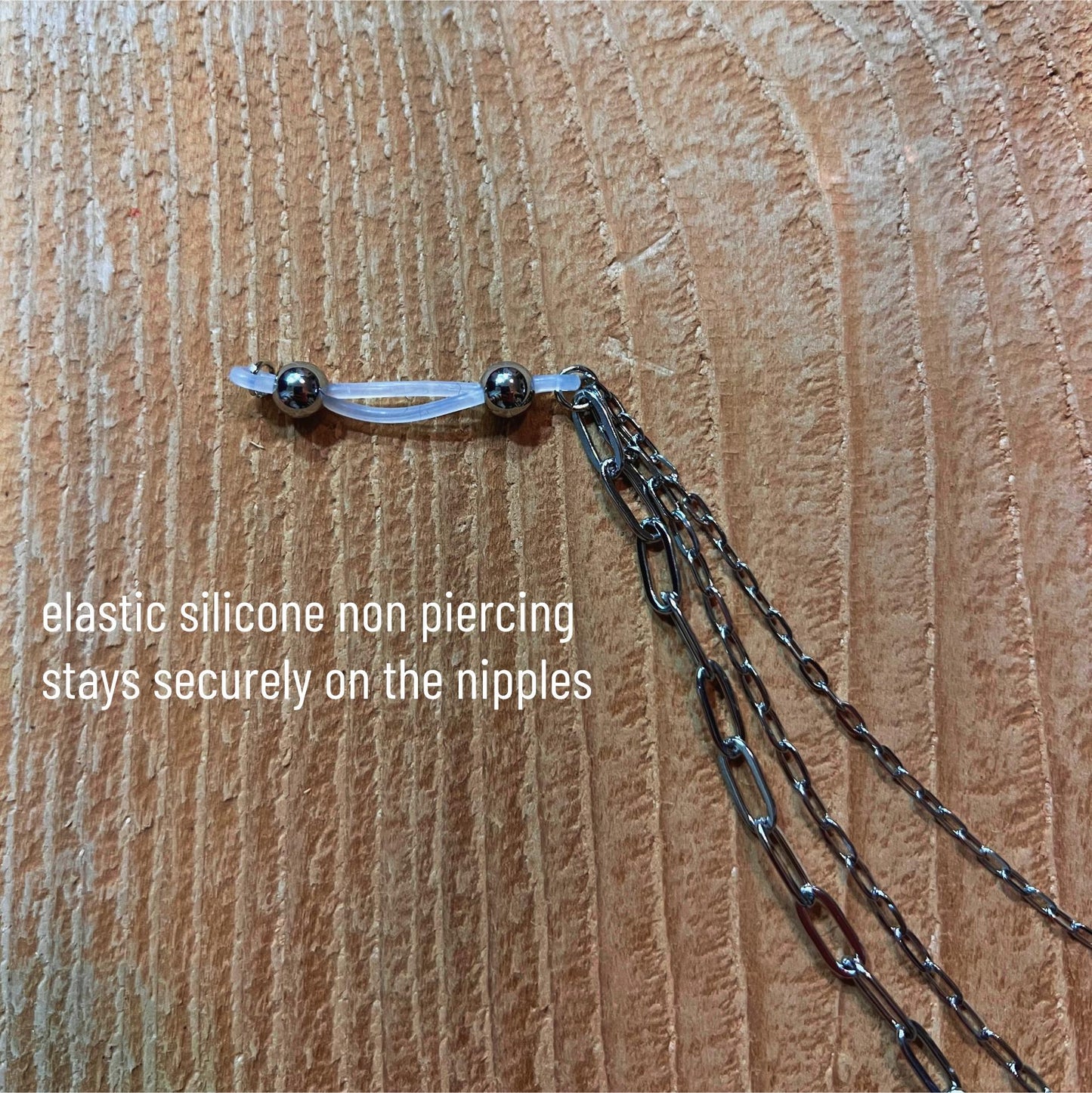 Faux Nipple Piercing with Chains - Triple Nipple Chain Connector / Body Chain to Nipple Jewelry