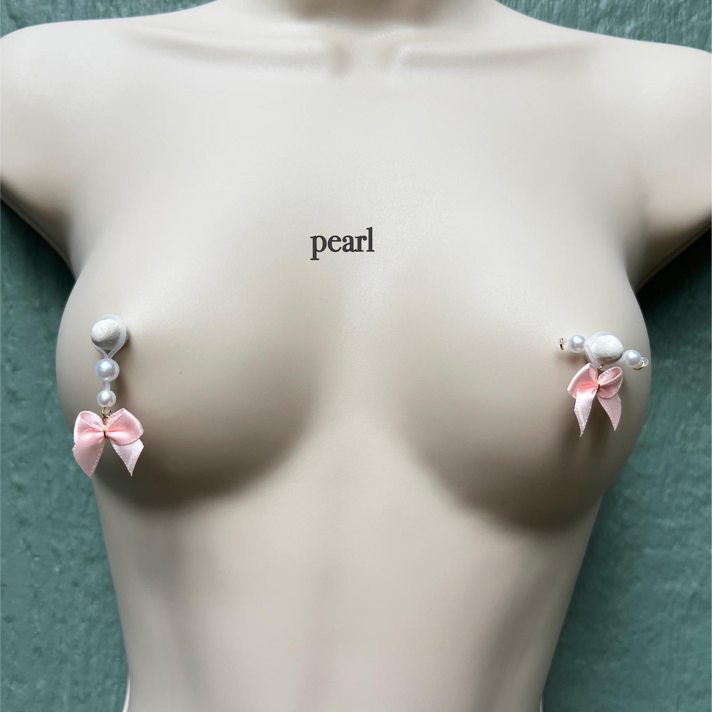 Cute Pink Bow - Barbell Nipple Rings / Faux Nipple Piercing