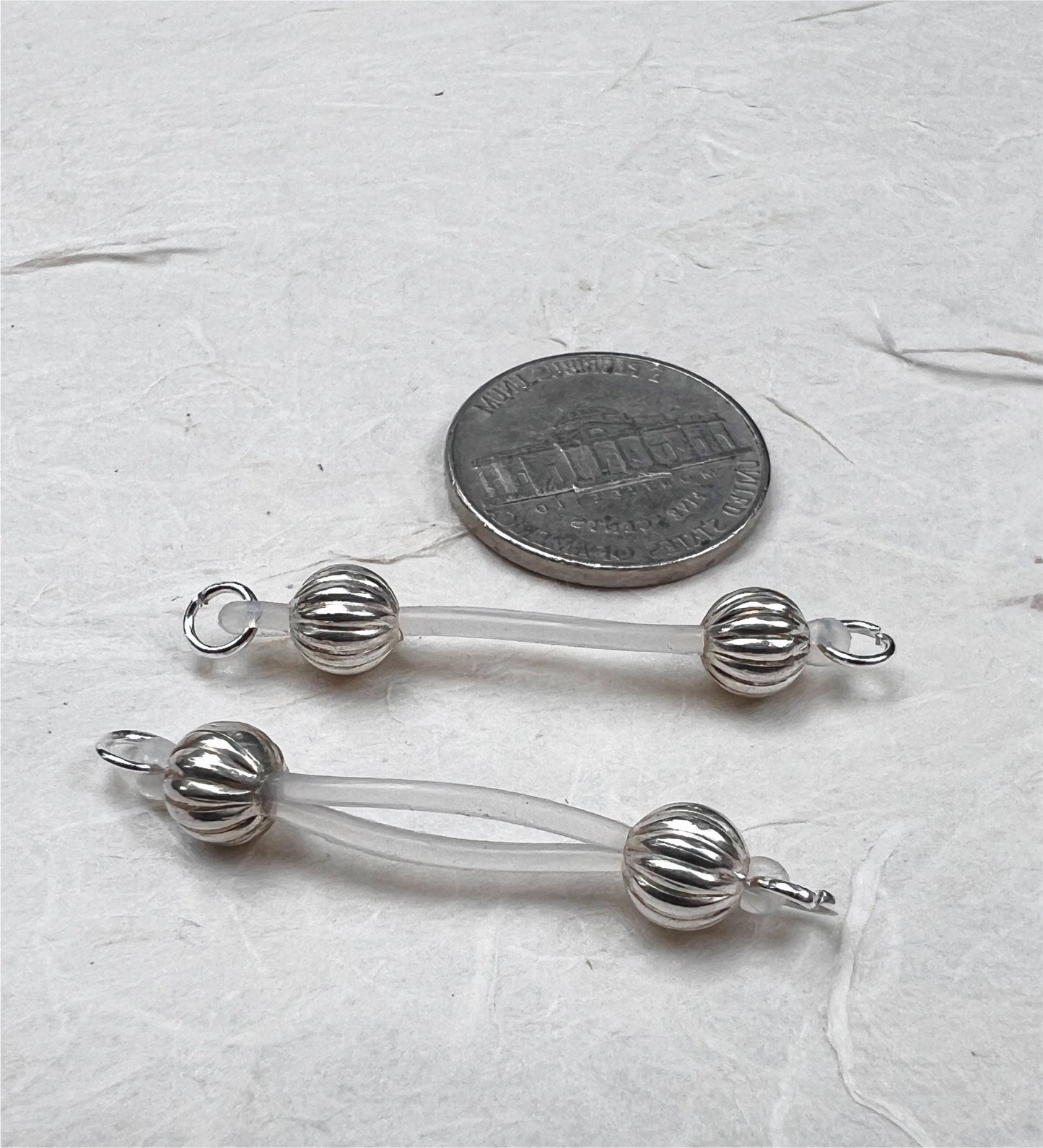 Silver Melon Barbell Nipple Jewelry - Faux Nipple Piercing Body Jewelry / Nipple Rings