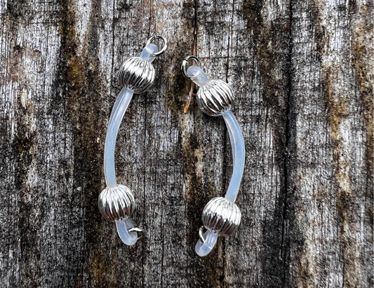 Silver Melon Barbell Nipple Jewelry - Faux Nipple Piercing Body Jewelry / Nipple Rings