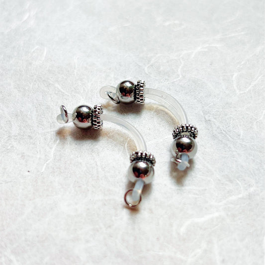 Roundel & Silver Barbell Faux Nipple Piercing - Barbell Nipple Rings / Non Piercing Nipple Jewelry