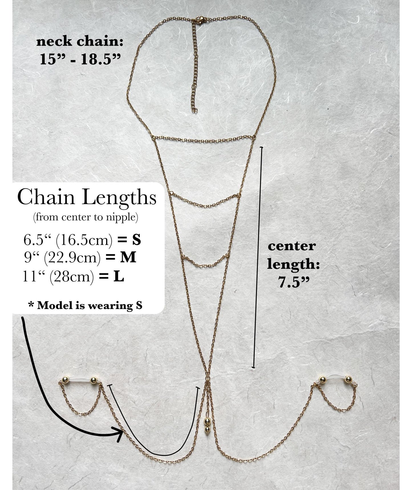 Horizontal Choker Necklace to Faux Nipple Piercing - Body Chain Jewellery / Bra Chain Necklace